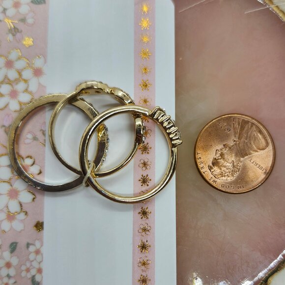 Torrid Gold-Tone Stack Rings with Clear Crystal Accents (Size 8) - Picture 7 of 7